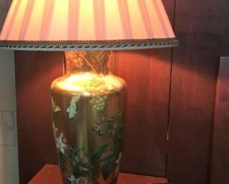 Scott Potte Grande Classical Lamps with Silk Blanche Field Lampshades (2)