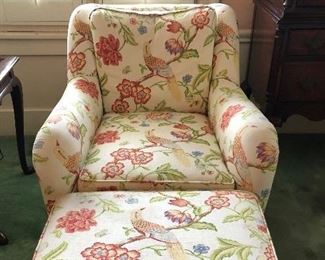 Upholstered Armchair and Ottoman (there are a pair, only one depicted)
