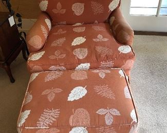 Upholstered Armchair and Ottoman