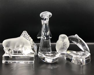 Crystal figures including Baccarat and Lalique