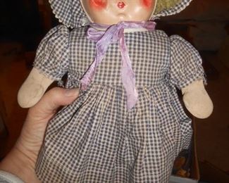 14"-15" Composition face, fabric body doll