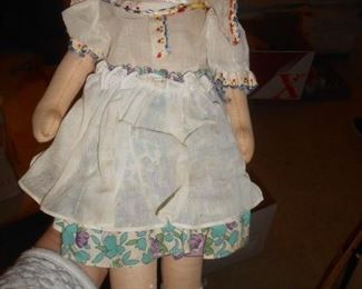 Vintage 18'19" Composition face doll with fabric body