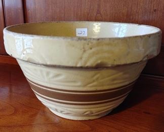 Yellow Ware Bowl with Brown Stripe