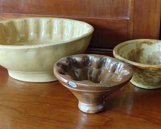 Yellow Ware Molds & A Bowl