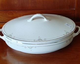 White China Vegetable Server with Lid