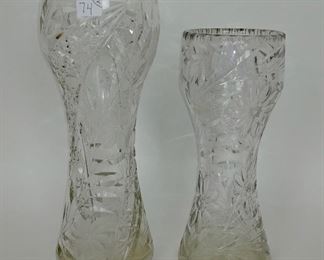 Cut Glass Tall Flower Vases (2)