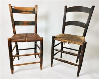 Two Early Rush Seat Chairs (2)