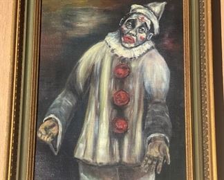 Oil on Canvas, Clown in White, Signed Jodidio
