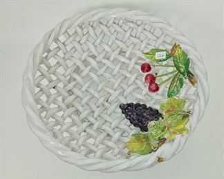 French Pottery Basketwoven Fruit Bowl