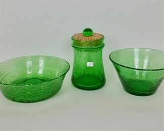 Green Biot "Bubble" Glass Lot (3)
