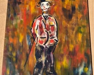 Oil on Canvas, Clown in Reds, Signed Jodidio, '56