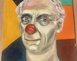 Oil on Canvas, Color Block Clown, Signed Jodidio