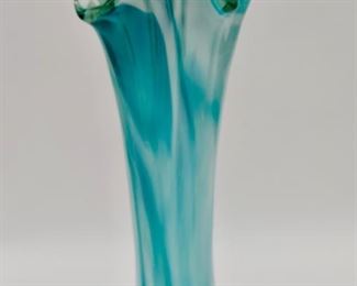 Blue Swirled Art Glass Vase
