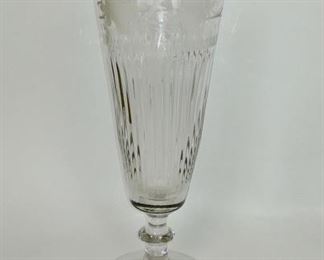 Hand Blown Footed Etched Vase