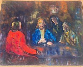 Oil on Canvas, Jesus & Disciples, Signed Jodidio