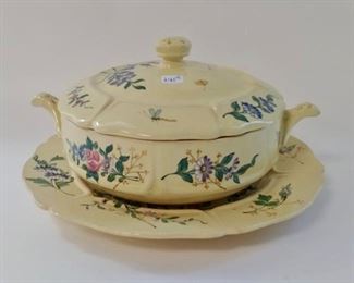 H&D French Faience Covered Casserole with Under Plate