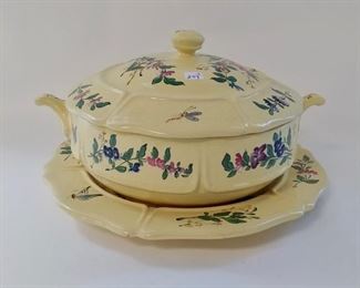 H&D French Faience Covered Casserole with Under Plate