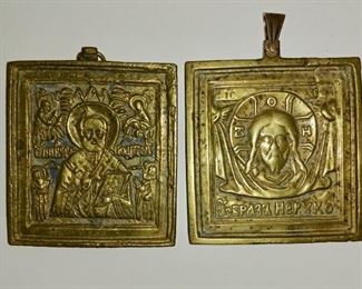 Square Brass Christian Medallions (2)