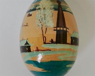 Hand Painted Russian Egg - Winter Scene