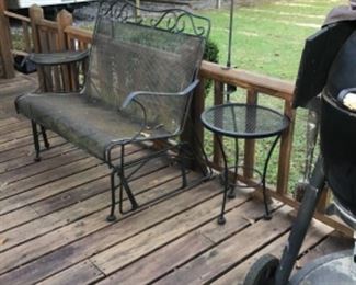Glider, 2 side tables