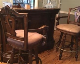 granite top bar w/ 2 swivel stools