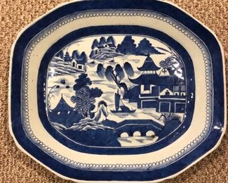 Chinese export blue and white Canton large platter, circa 1840-60