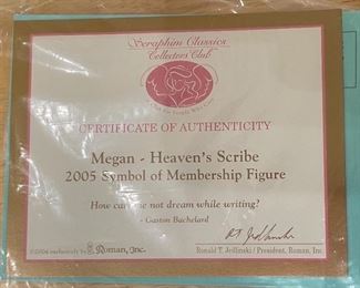 Seraphim Megan Heavens Scribe Angel Sculpture	6x7x4.5in	HxWxD
