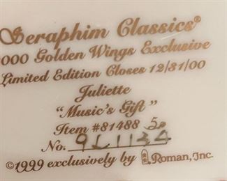 Seraphim Juliette Music’s Gift Angel Sculpture	5x8x3.5in	HxWxD

