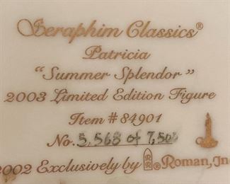 Seraphim Patricia Summer Splendor Angel Sculpture	5x7.5x4.5in	HxWxD
