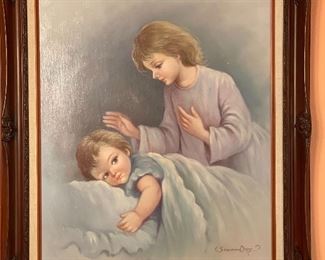 Susan Day Mother Baby  Bedtime Painting Art	31x26x2.5in	HxWxD
