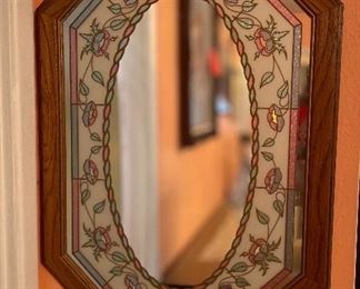Oak Frame Country Faux Stained Glass Mirror	32x21x.5in	HxWxD
