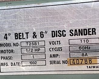 T2581 4in BELT & 6in Disc Sander		
