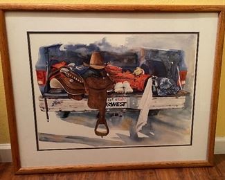 *Signed* Cowboy/Golf Pickup Framed Print Karen Rae	25x31	

