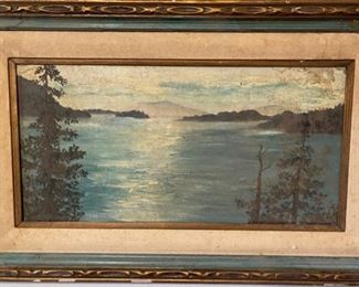 Antique Lake Painting Original		
