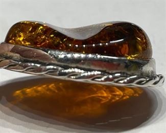 Sterling Silver & Amber Pendant Signed	1	
