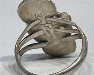 Zuni Sterling Silver Muti Gemstone Ring Signed Sunburst M	1	
