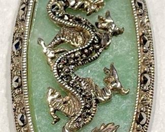 Sterling Silver Thailand Dragon Jade Pendant	1	
