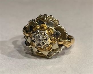18k White/Yellow Gold Diamond Ring Italy SZ 6.5	18k	
