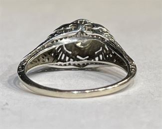 Antique Art Deco Platinum Diamond Wedding Set Engagement Ring Wedding Band	PT	
