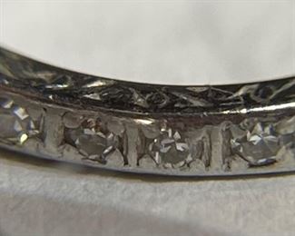 Antique Art Deco Platinum Diamond Wedding Set Engagement Ring Wedding Band	PT	
