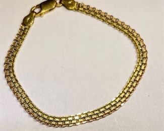 18k Gold Yellow/White/Rose Tri-Color Bracelet SZ 7.5	18k	
