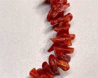 Native American Red Coral Branch Necklace 27in		