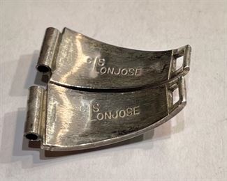 Silver Multi Stone Zuni Watch Band Tips Vintage Signed CS Lonjose		
