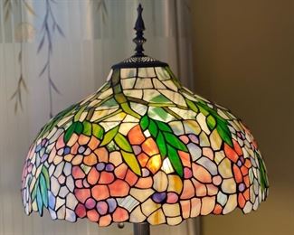Tiffany Style Floor Lamp Cherry Blossom Stained Glass Shade 66in H x 18in Diameter