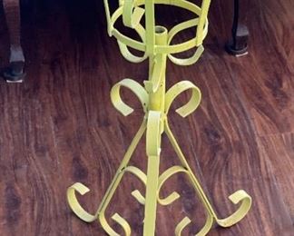 2pc Vintage MCM Wrought Iron Plant Stands PAIR 28in H x 15x15in HxWxD