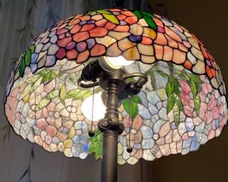 Tiffany Style Floor Lamp Cherry Blossom Stained Glass Shade	66in H x 18in Diameter	
