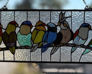 8 Bird Modern Stained Glass Panel	10x25in	
