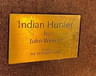 Franklin Mint Indian Hunter John Weaver Bronze 1975 10.5x4x11.5in HxWxD