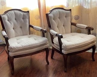2pc Vintage Upholstered Accent Chairs PAIR 37x27x34in HxWxD