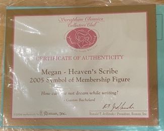 Seraphim Megan Heavens Scribe Angel Sculpture 6x7x4.5in HxWxD